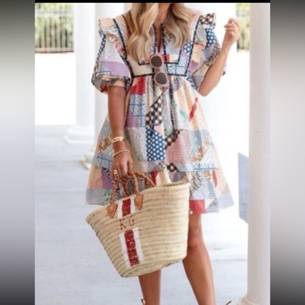 Hunter Bell Multicolor Floral Patchwork Dress - image 1